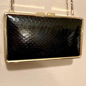 Vintage Snakeskin Hard Sided Clutch Evening Bag